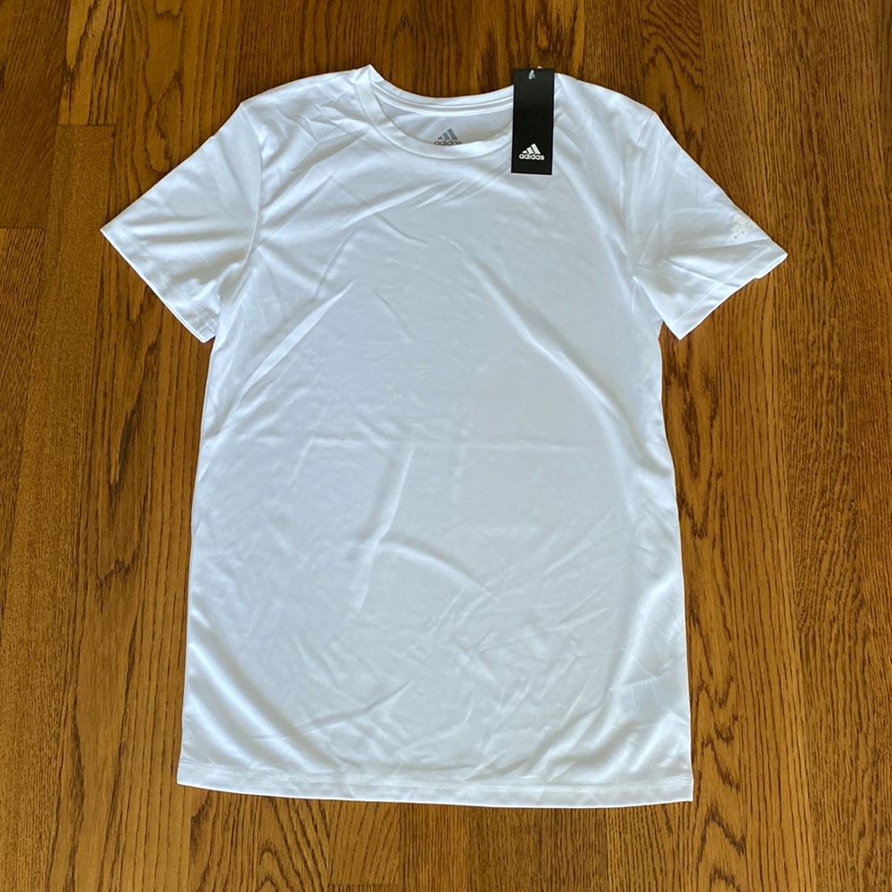 NWT Adidas Clima Tech White T Shirt - Youth Large/Adult Small